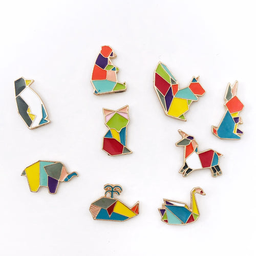 Origami Animal Enamel Pins